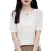 QHJY-JY1064全棉圆领针织衫T恤女2024夏季薄款短袖t恤洋气鸡心领气质棉短袖女 商品缩略图4