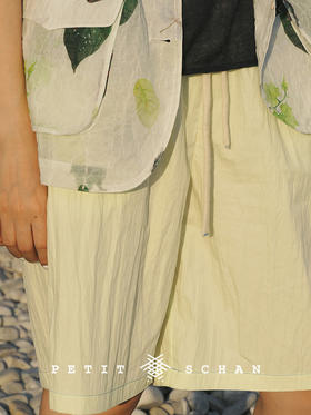 夏日维他命 微皱纸感松紧腰抽绳短裤