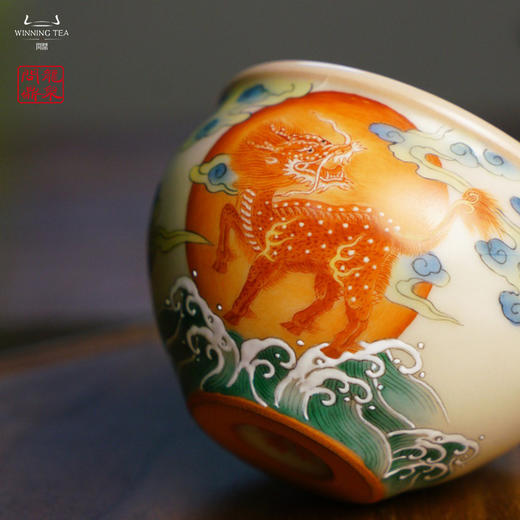 龙泉问鼎彩绘哥窑映空杯（麒麟祥瑞）（缺货） 商品图3