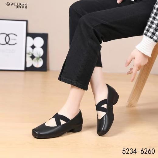 周末有约2024淑女鞋春季法式田园芭蕾风单鞋橡筋交叉方头通勤女鞋 商品图3