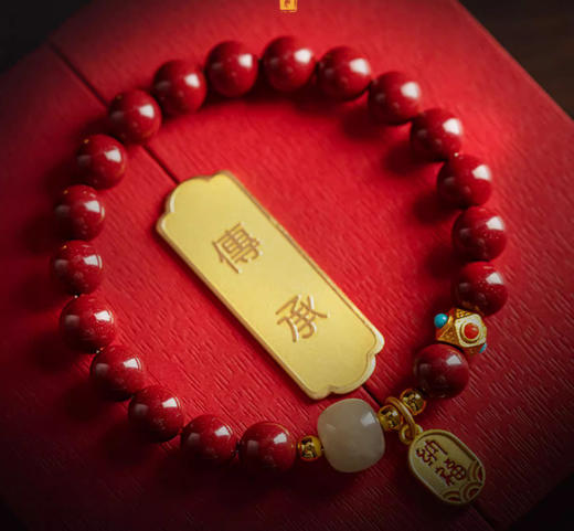 六鑫珠宝 原矿朱砂天然和田玉手串 商品图10