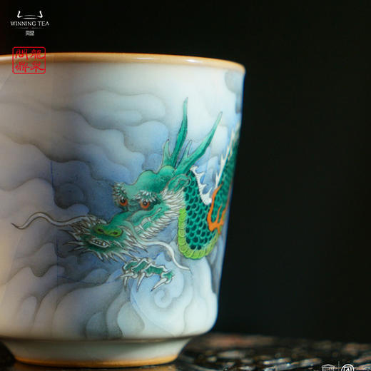 龙泉问鼎彩绘哥窑天水杯（腾龙陵云）（缺货） 商品图2