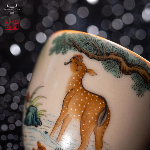 龙泉问鼎彩绘哥窑寒云杯（梅花鹿） 商品图2