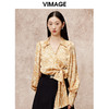 VIMAGE纬漫纪秋季新款气质V领高级感印花显瘦舒适上衣V2213811 商品缩略图4