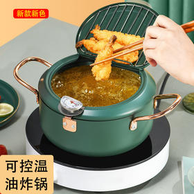出口日本油炸锅 日式天妇罗油炸锅家用迷你不粘电磁炉燃气煎锅日本小型油锅平底锅