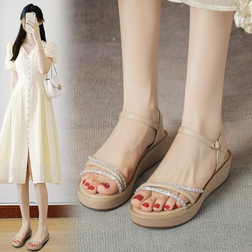 一字带水钻凉鞋女2024夏季新款时尚仙女高跟鞋ins潮百搭时装凉鞋 商品图0