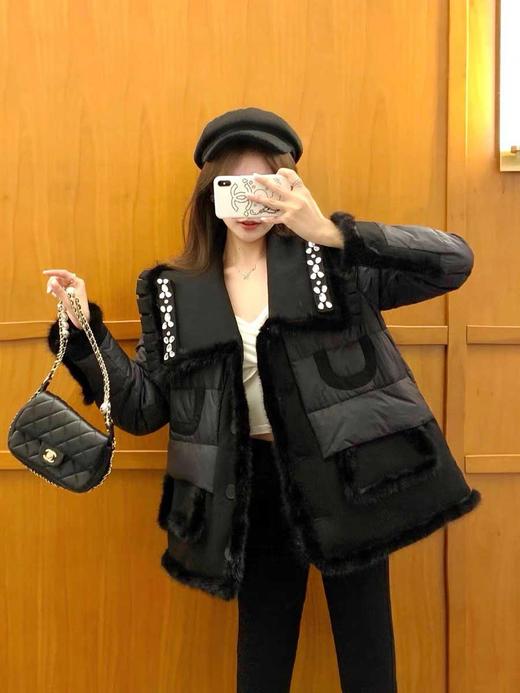 丁摩鹅绒羽绒服水貂毛门襟WX102-DZ999 商品图0