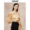 VIMAGE纬漫纪秋季新款气质V领高级感印花显瘦舒适上衣V2213811 商品缩略图3
