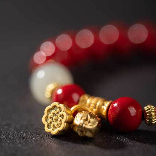 经典】岸纾天然原矿红砂莲蓬和田玉精品手串8mm 商品图2