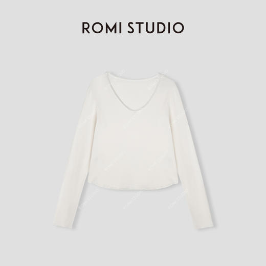 ROMI STUDIO “巴黎午后” 100%婴儿棉透气V领散口卷边T恤24SST1040 商品图0