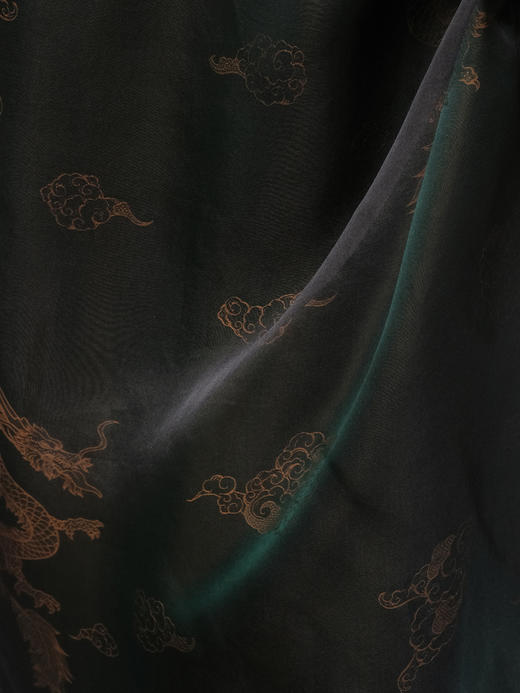 盛唐牡丹 |孔雀绿龙纹真丝绡长款三穿马甲 商品图3