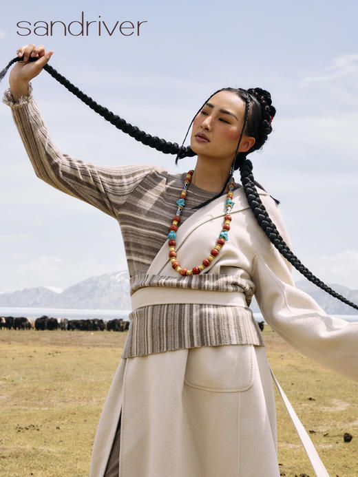 青海羊绒女提花圆领套头衫SJF96W232N 商品图1