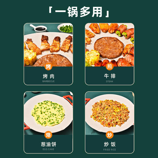 圆形电烤盘宿舍户外烤肉锅烤肉盘多功能无烟不粘烤锅烧烤电烧烤炉 商品图2