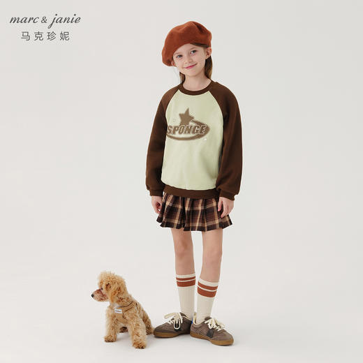 马克珍妮女童美式学院宽松插肩袖卫衣儿童上衣2024秋装新款241295 商品图1