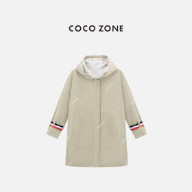COCO ZONE 100棉春秋中长款连帽风衣气质百搭外套24C60087