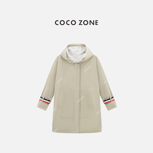 COCO ZONE 100棉春秋中长款连帽风衣气质百搭外套24C60087 商品图0