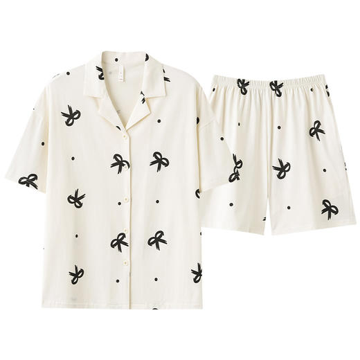 丁摩 【抗菌拉架棉】女士睡衣夏季纯棉可外穿蝴蝶结睡裙开衫家居服套装4ZF-3160 商品图4