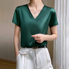 夏季冰丝短袖薄款宽松大码真丝上衣辣妹名媛女装甜美女夏正肩 商品缩略图1