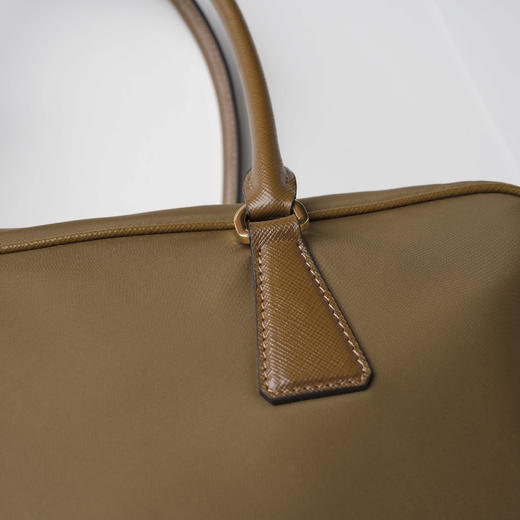 ROMI STUDIO意大利进口头层牛皮拼牛津布单肩休闲包 404T4002 商品图3