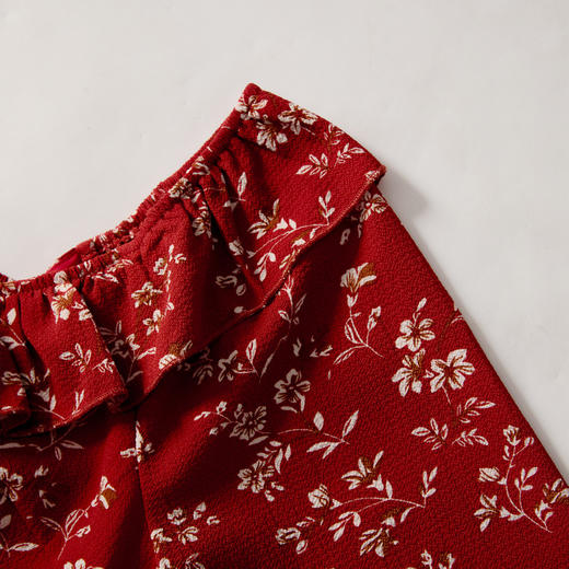 法式浪漫复古荷叶边碎花裙女早春显白显瘦U领长袖连衣裙V3042262 商品图5