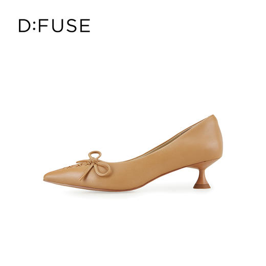 D:FUSE迪芙斯2024秋季新款高跟鞋绑带蝴蝶结尖头小猫跟单鞋美拉德通勤鞋DF43111187 商品图4