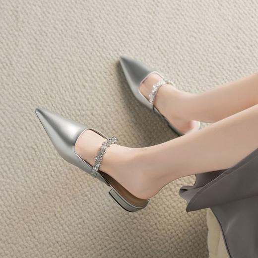 ZHR则则时尚水钻包头穆勒半拖鞋女2024夏季新款气质优雅百搭女鞋 商品图7