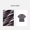 COCO ZONE 时尚条纹短袖T恤撞色圆领百搭上衣CC1C1712 商品缩略图2