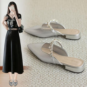 ZHR则则时尚水钻包头穆勒半拖鞋女2024夏季新款气质优雅百搭女鞋