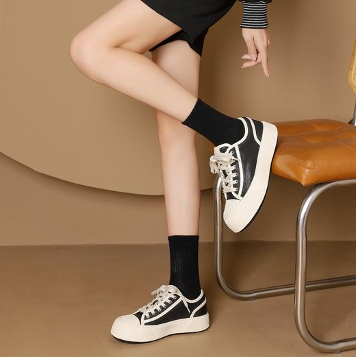 westory2024年秋季新款超轻厚底系带舒适百搭小板鞋W24CM74761 商品图7