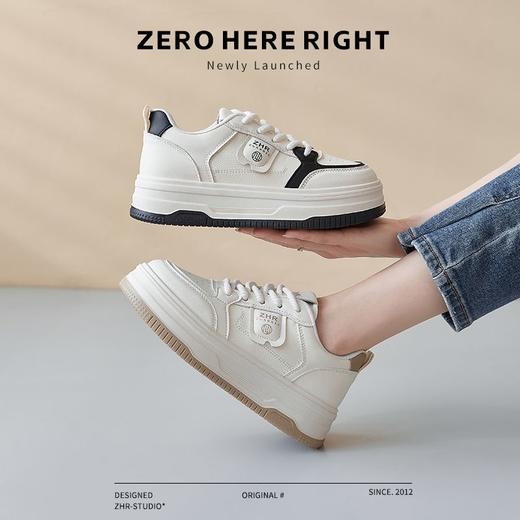 ZHR则则厚底小白鞋女2024新款夏季增高透气板鞋配裙子百搭休闲鞋 商品图3