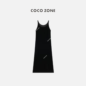 COCO ZONE100%桑蚕丝气质连衣裙丝绒吊带无袖长裙23C29500