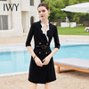 IWY/新款黑色七分袖西装裙高级感双排扣正式场合招待职业连衣裙Q1129 商品缩略图1