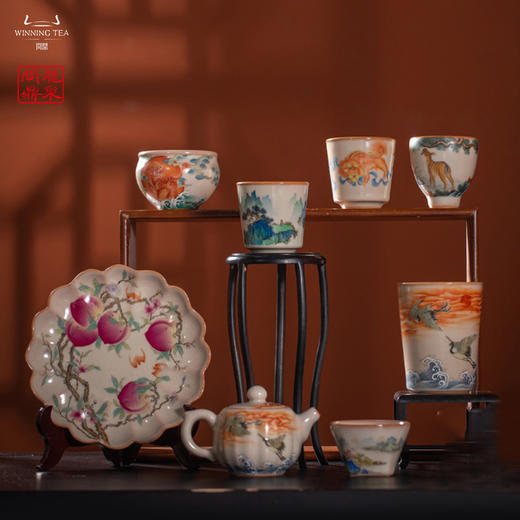 龙泉问鼎彩绘哥窑持照杯（青绿山水）（缺货） 商品图3