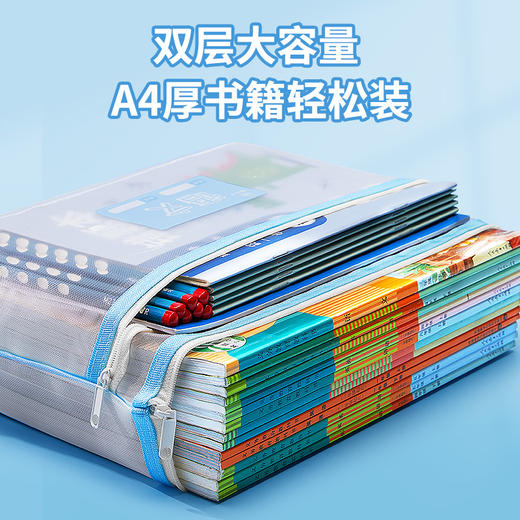 猫太子文件袋拉链式科目分类袋小学生试卷收纳袋透明网纱学科书袋资料卷子补习手提袋学习书本作业拎书袋文具 商品图1
