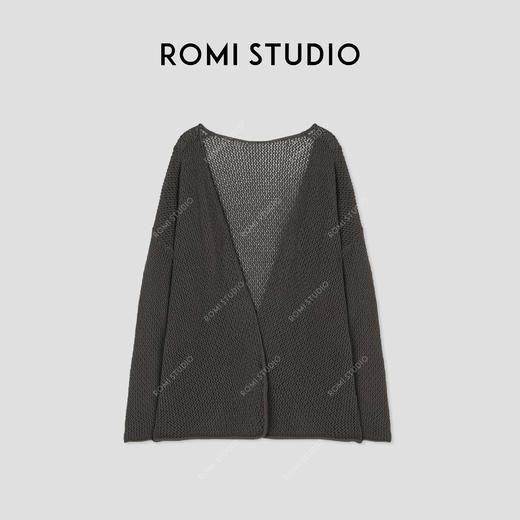 ROMI STUDIO“克制的性感”7针100%棉宽松镂空钩针针织开衫432W9030 商品图0