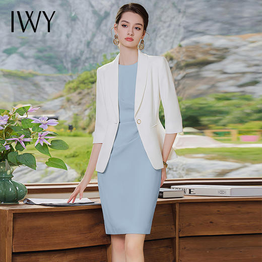 IWY/播音艺考上镜演讲套裙女秋季职业装西装裙无袖收腰显瘦背心裙C1837+Q620 商品图2