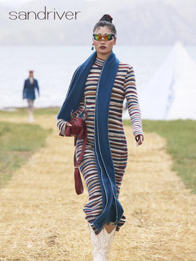 sandriver青海羊绒超长修身连衣裙