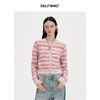 【笑脸衣橱】SELFWHO丝光马海毛混纺粉色条纹毛针织开衫女2024秋新款短款上衣 商品缩略图0