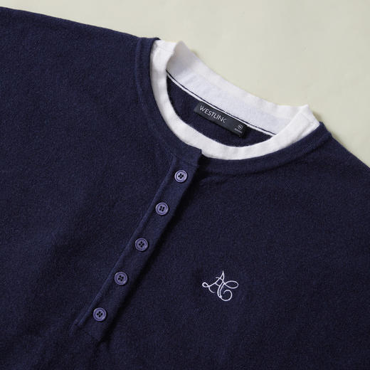 学院风慵懒随性撞色拼接假两件长袖轻薄毛衣女秋季针织衫V3342360 商品图5