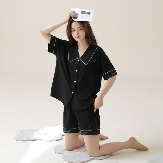 丁摩 【抗菌拉架棉】新款夏季短袖法式翻领纯棉女士睡衣休闲大方款4ZF-3189 商品图5