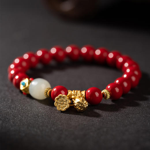 经典】岸纾天然原矿红砂莲蓬和田玉精品手串8mm 商品图9