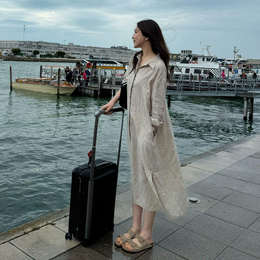 ROMI STUDIO“心绪共鸣”100%雨露麻肌理衬衫领风衣连衣裙 421L3072 商品图0