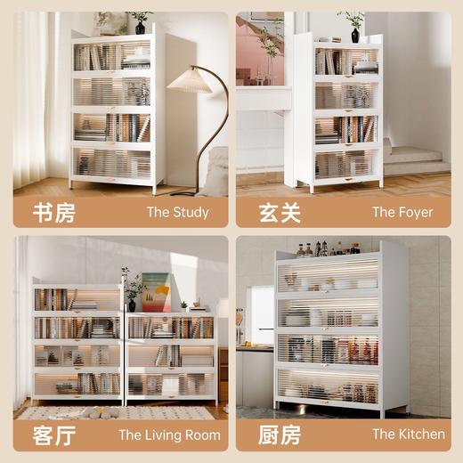 家用钢制书柜带门儿童书架落地多层客厅收纳柜卧室防尘置物储物柜(送货上门，需自行组装) 商品图5