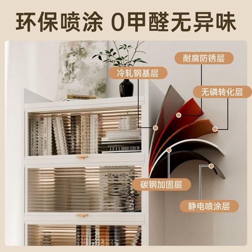 家用钢制书柜带门儿童书架落地多层客厅收纳柜卧室防尘置物储物柜(送货上门，需自行组装) 商品图6