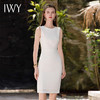 IWY/米白色修身收腰显瘦连衣裙女秋装干练百搭无袖背心职业西服裙Q620 商品缩略图3