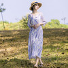 丁摩 新中式棉麻女装苎麻连衣裙春夏V领复古a字裙4ZF-96154 商品缩略图3