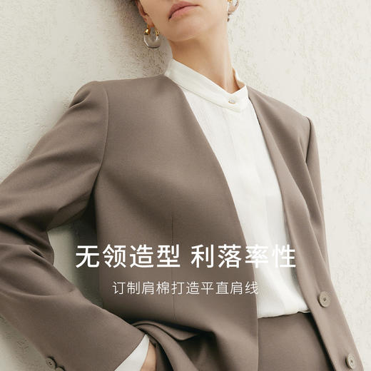 【商场同款】麦檬春秋舒适软糯羊毛混纺无领西装5F2111341 商品图2