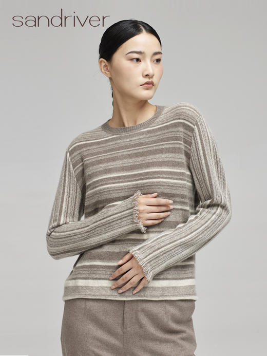 青海羊绒女提花圆领套头衫SJF96W232N 商品图0