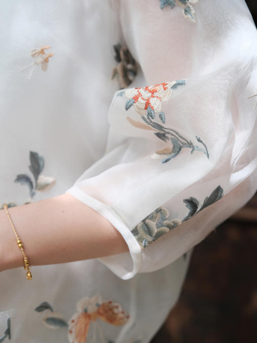 盛唐牡丹 |欧根缎手推绣一字扣外套 商品图1