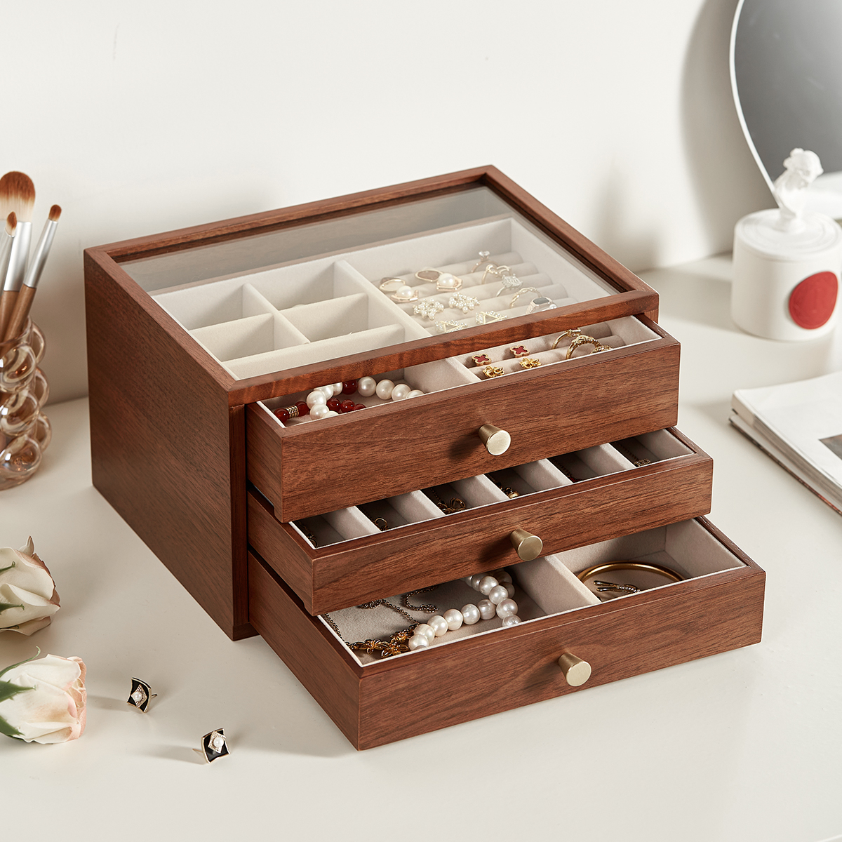 三层可视首饰盒珠宝收纳